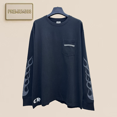 Crozier Flame Sleeve Printed Washed Long-Sleeved Shirt