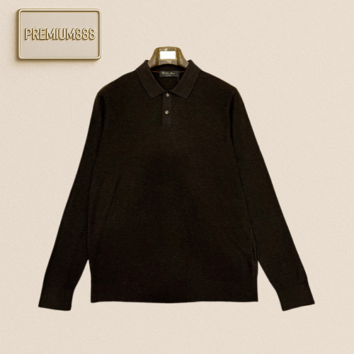 Loro Piana Loopy Casual Long-Sleeved Knit Polo Shirt