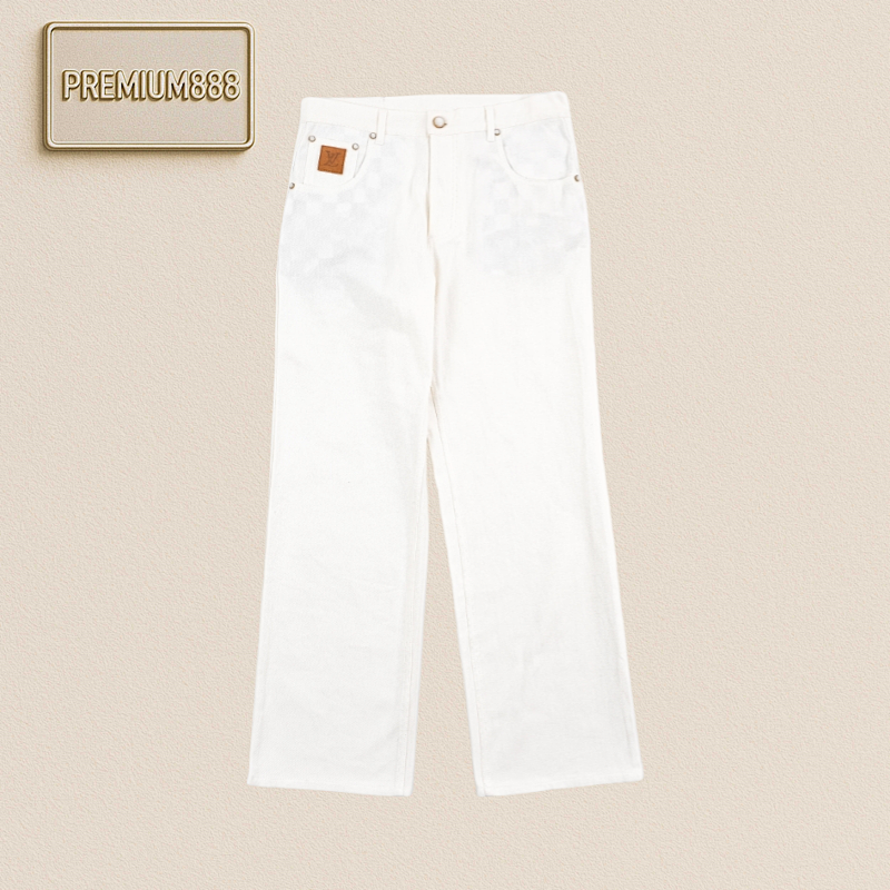 LV 25ss Back Pocket Topstitch Presbyopia Denim Trousers