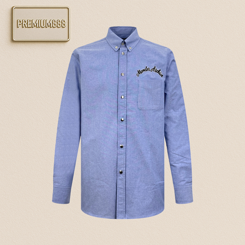 Moncler Logo Embroidered Oxford Cotton Shirt