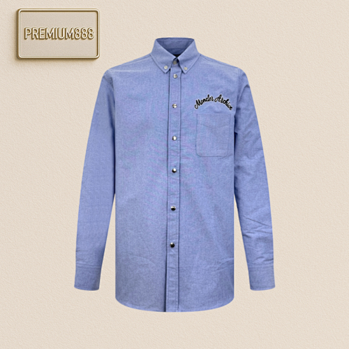 Moncler Logo Embroidered Oxford Cotton Shirt
