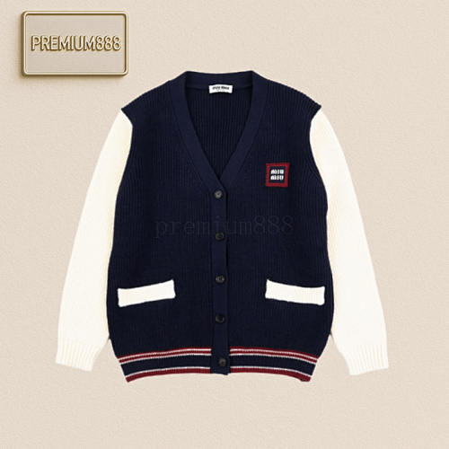 Miu 25Fw Miu Small Label Color-blocked Cardigan Jacket