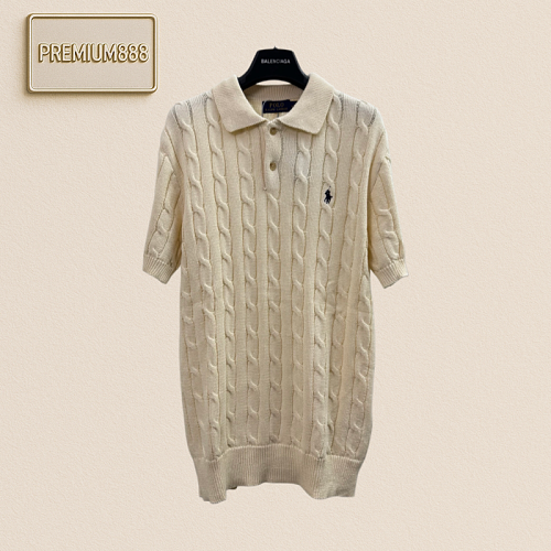 Ralph Lauren Cotton Twill Knitted Polo Shirt Short Sleeve