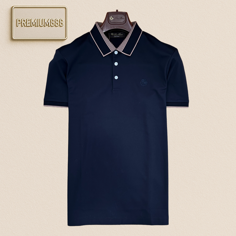 Loropiana Coffee-colored Woven Three-button Polo Shirt