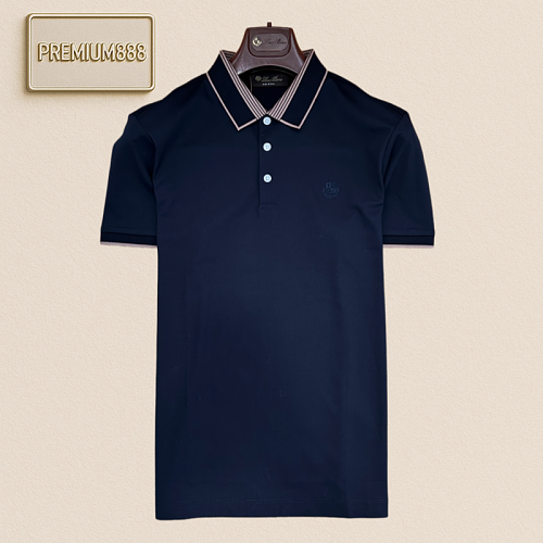 Loropiana Coffee-colored Woven Three-button Polo Shirt