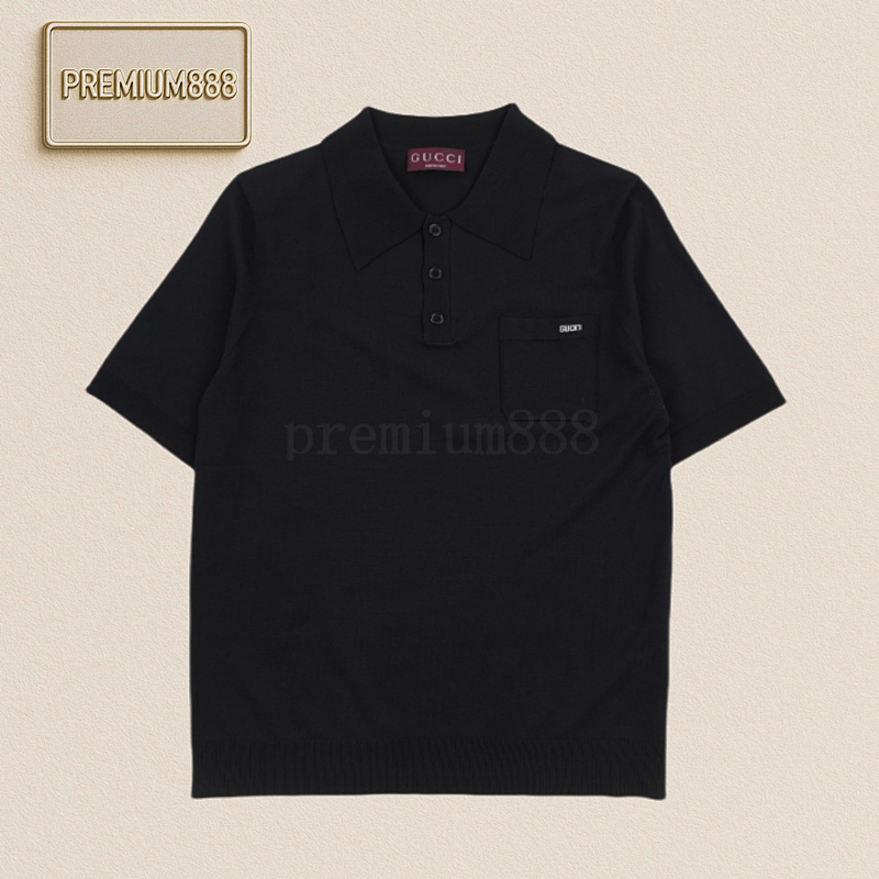 Gucci Gu Cci Intarsia Letter Pocket Knitted Polo Shirt
