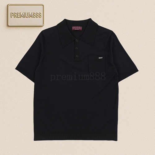 Gucci Gu Cci Intarsia Letter Pocket Knitted Polo Shirt
