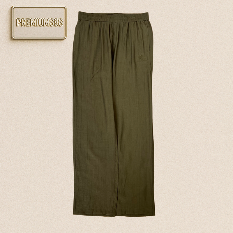 LP Nyoya Hemp Blend Embroidered Casual Wide-leg Pants