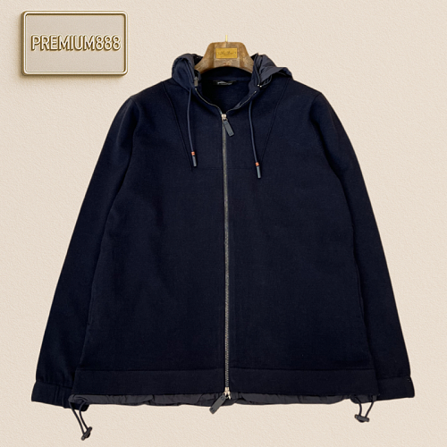 Zegna Pure Cotton Knitted Hooded Casual Jacket