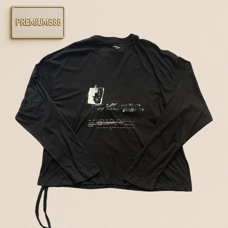 Product In Stock Ann Black Hand-painted Graffiti Print Ribbon Long-sleeved