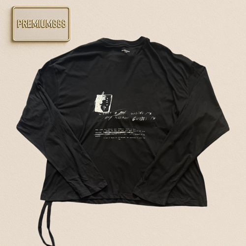 Product In Stock Ann Black Hand-painted Graffiti Print Ribbon Long-sleeved