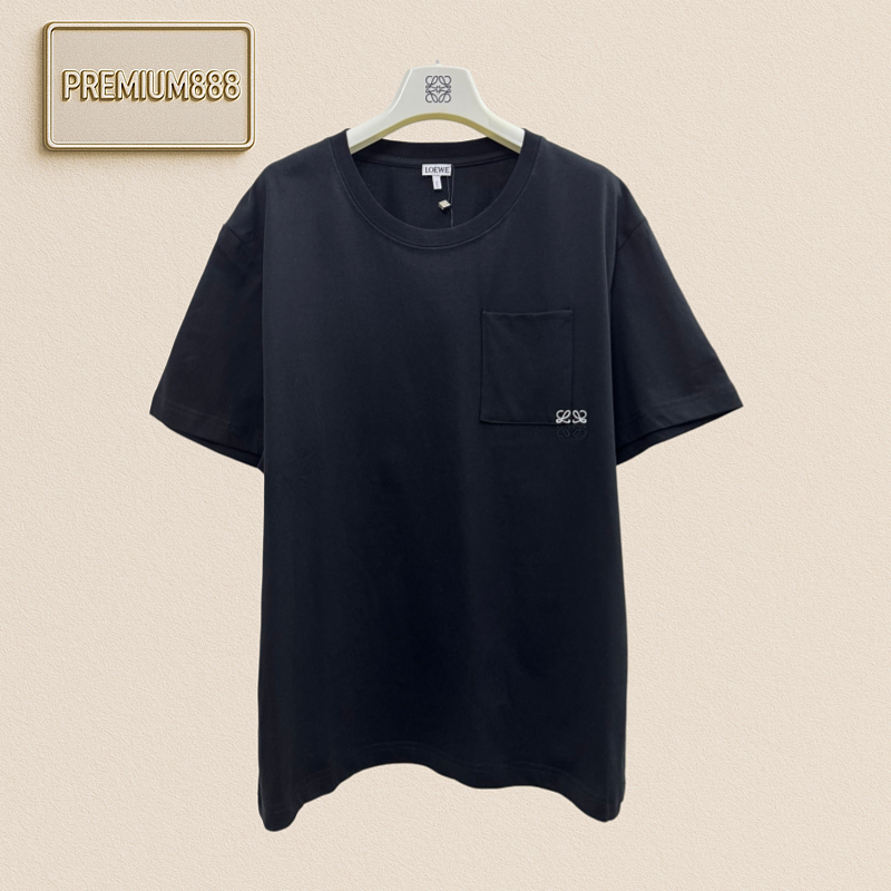 Loewe Pocket Color-Plaid Logo Embroidered Short-Sleeved T-shirt