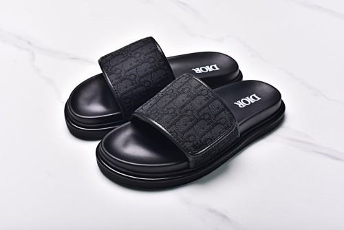 Dior Aqua Round Toe Velcro Silent Slippers Men's Shoes Black