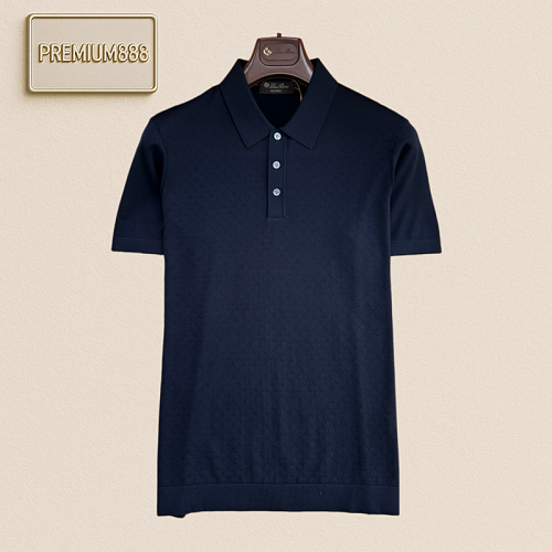 LP Nooyi Pianay Classic Jacquard Texture Knit Polo Short Sleeve Shirt