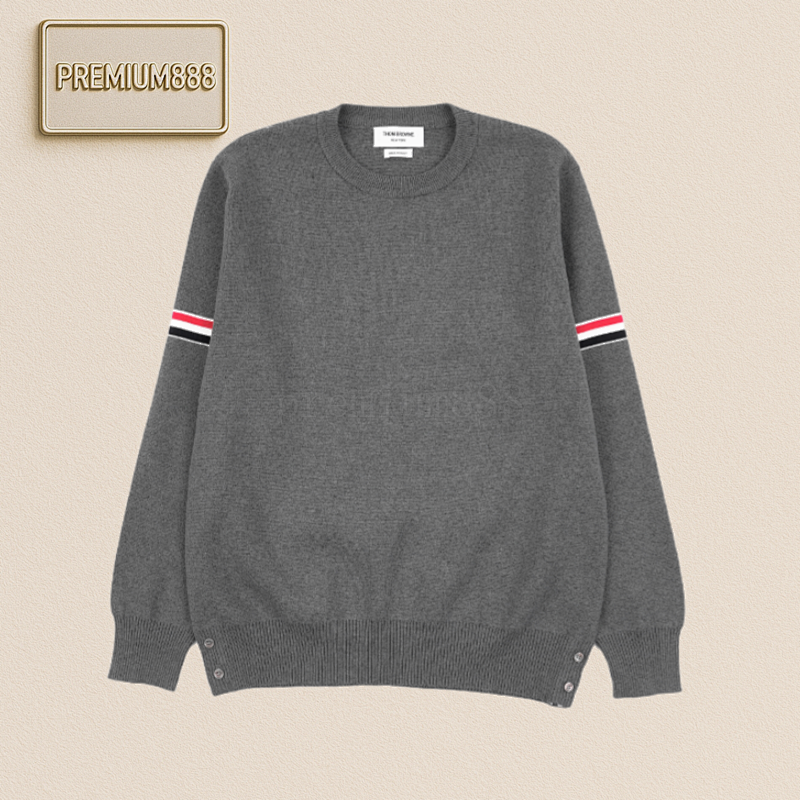 TB 25Fw Arm Ribbon Round-neck Sweater - Grey