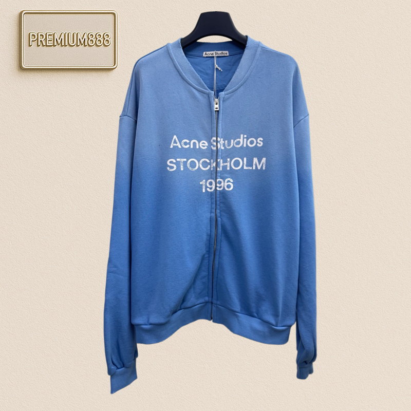Acne Studios Letter Print Distressed And Fade-Induced Coat