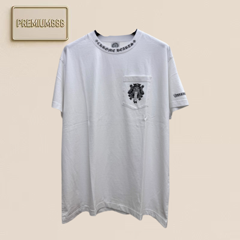 Chrome Hearts CH Crocin Vintage Crossed-Straps Vine-Entwined Sword Short-Sleeved T-Shirt