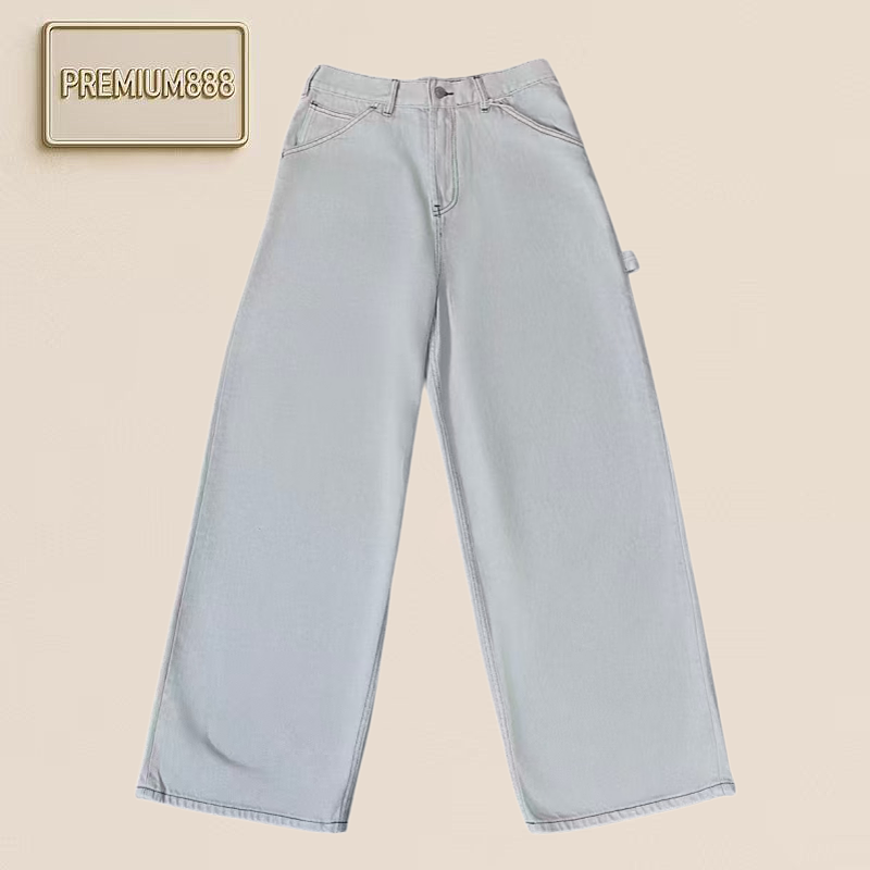 AC Butterfly Dyeing Solid Gray-White Denim Pants