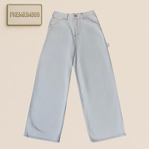 AC Butterfly Dyeing Solid Gray-White Denim Pants