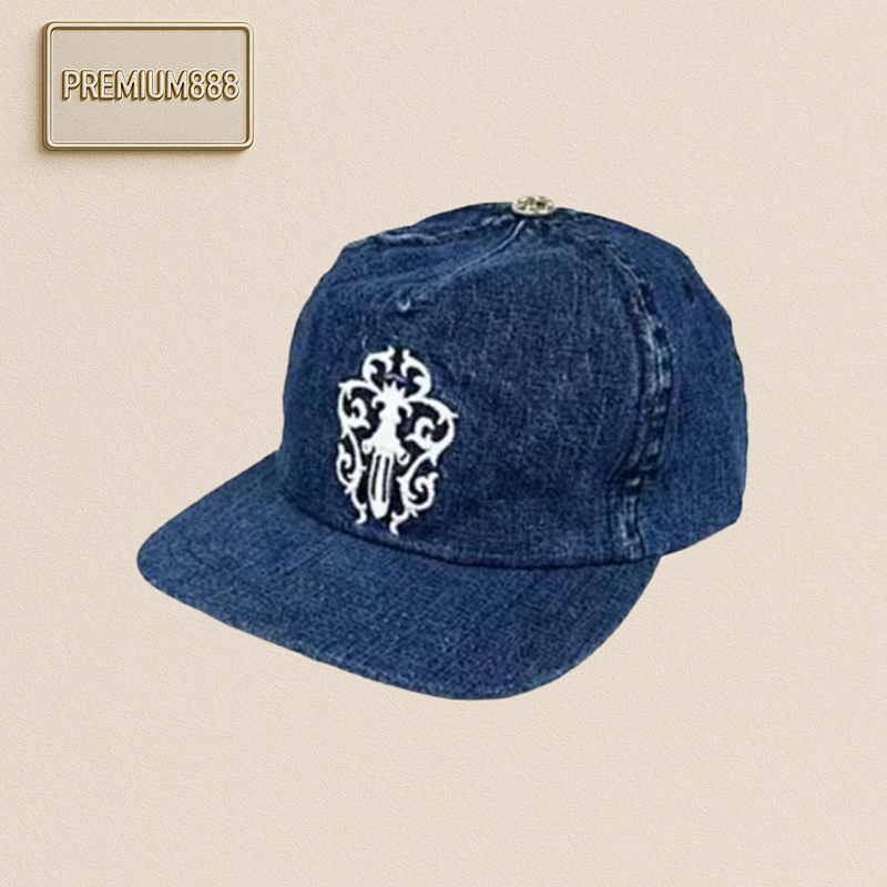 Chrome Hearts A Blue Hat With A Vine And Sword Pattern