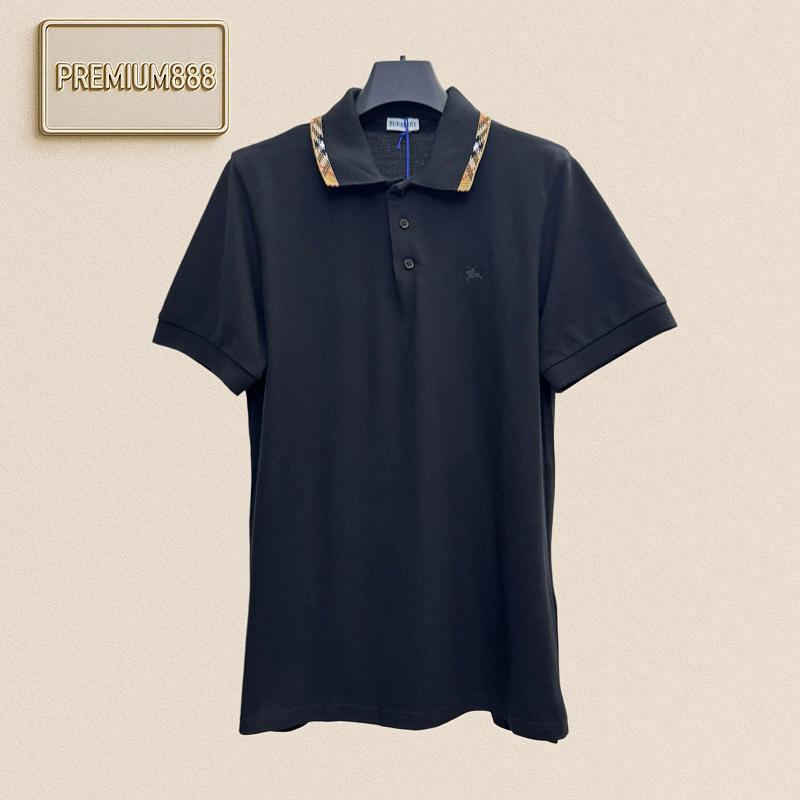 Burberry Small Logo Embroidered Checkered Collar Polo Shirt Short Sleeves