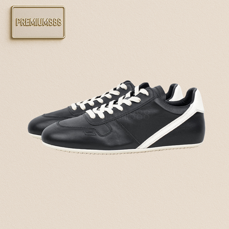 RickOwens RO Minimal Sneak Rick Owens Calfskin Round Head Lace-up Low Top Casual Living Sh
