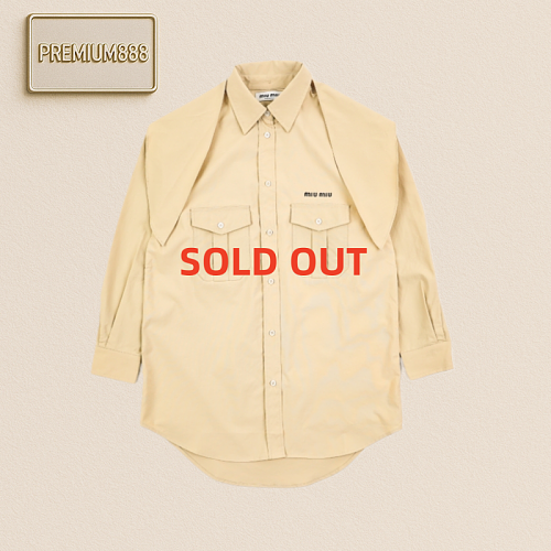 Miumiu Khaki Bow Poplin Shirt