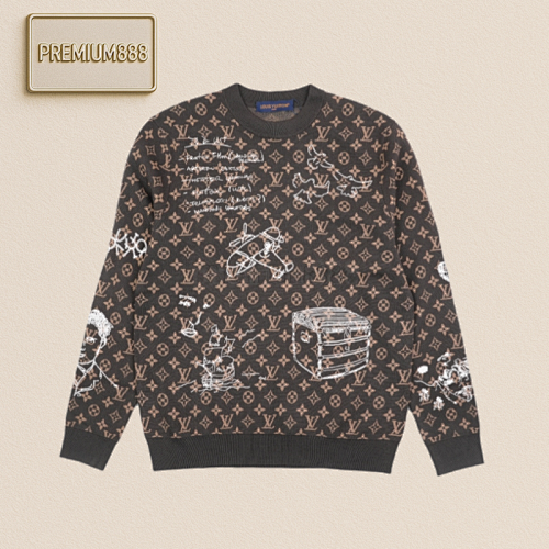 L V Embroidered Old Flower Sweater