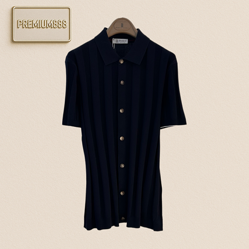 Brunello Cucinelli Pure Color Vertical Holes Polo Shirt