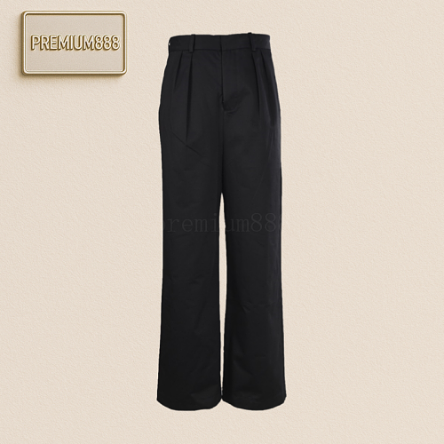 Loewe Solid Cotton Pleated Casual Trousers