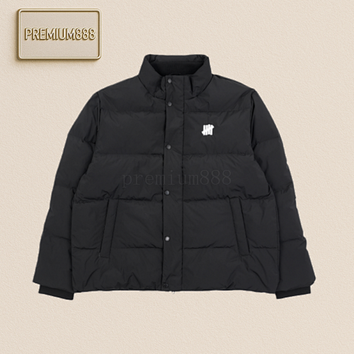 Undefeated Five-stripe Embroidered Stand-up Collar Down Jacket - Black