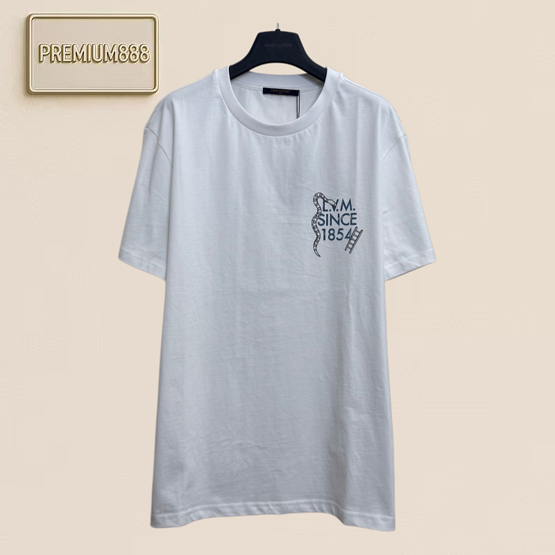Louis Chessboard Snake Ladder Print T-Shirt Short Sleeve Shirt