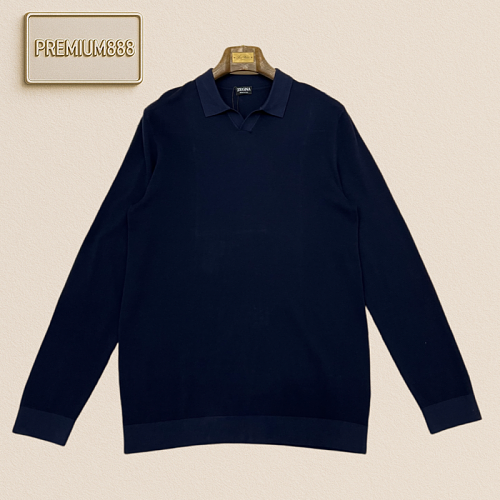 Zegna Jeni Casual Blended V-neck Knitted Polo Shirt