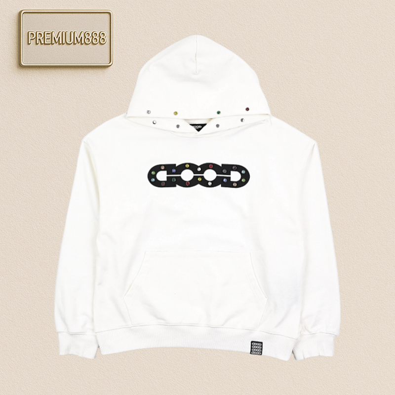 Good 24Fw Colorful Diamond Cutout Letter Hooded Sweatshirt
