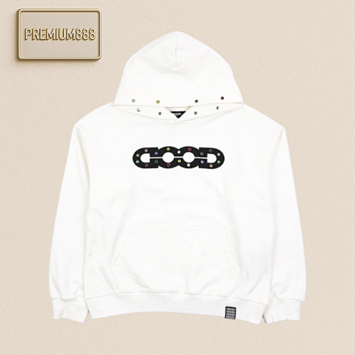 Good 24Fw Colorful Diamond Cutout Letter Hooded Sweatshirt