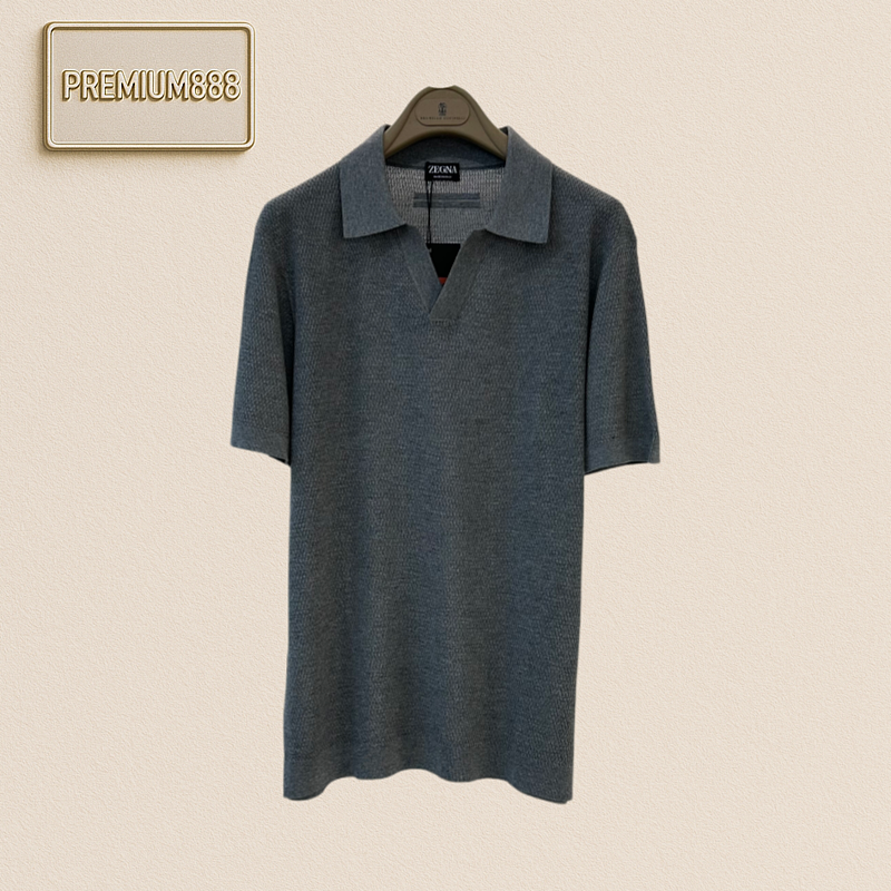 Zegna Classic V-neck Knit Polo Shirt