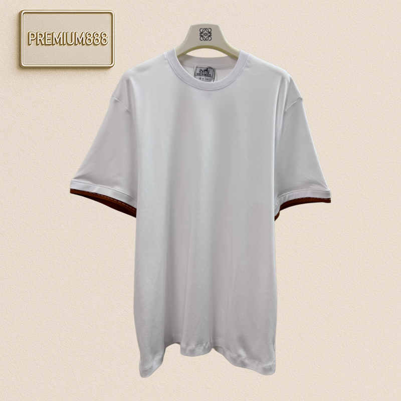Hermès Horseback Pattern Double-Sleeve Short-Sleeved T-Shirt