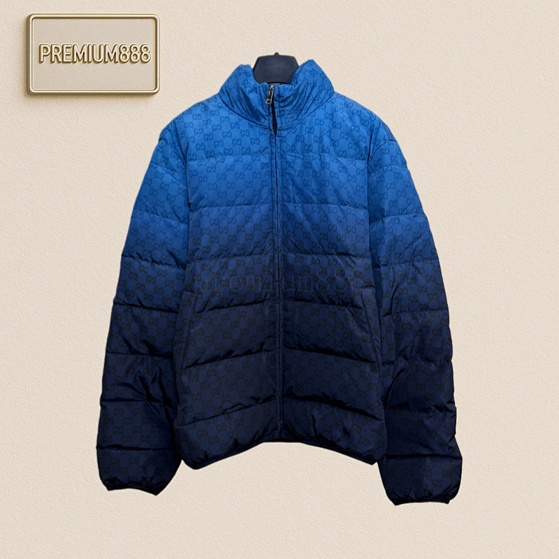 Gucci Full-printed Jacquard Gradient Long-sleeved Stand-up Down Jacket