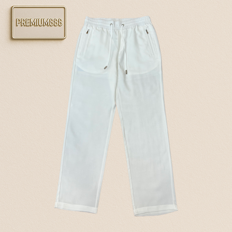 Zegna Jenia Double Zipper White Casual Pants