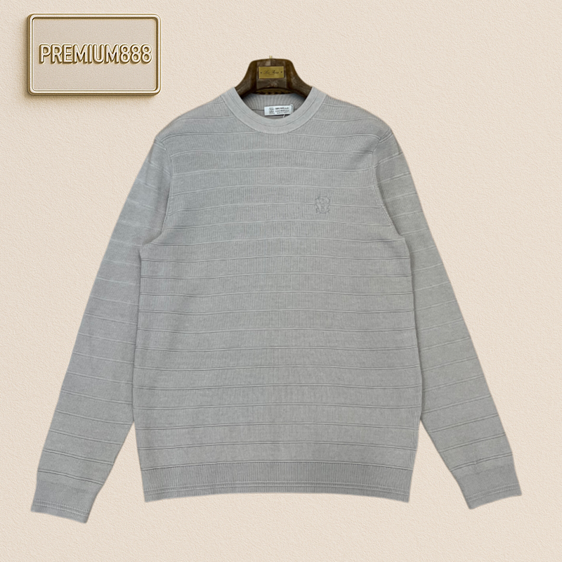 BC Brunello Striped Texture Round Neck Knitted Long Sleeve