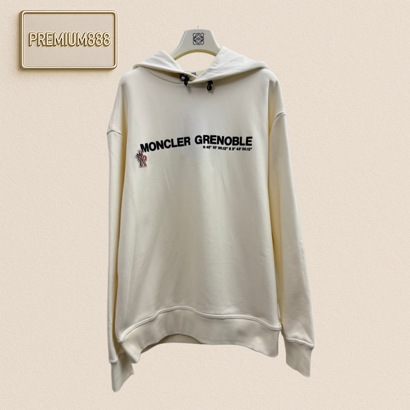 Monc - Hooded Cotton Sweatshirt With Print And Embroidery Design