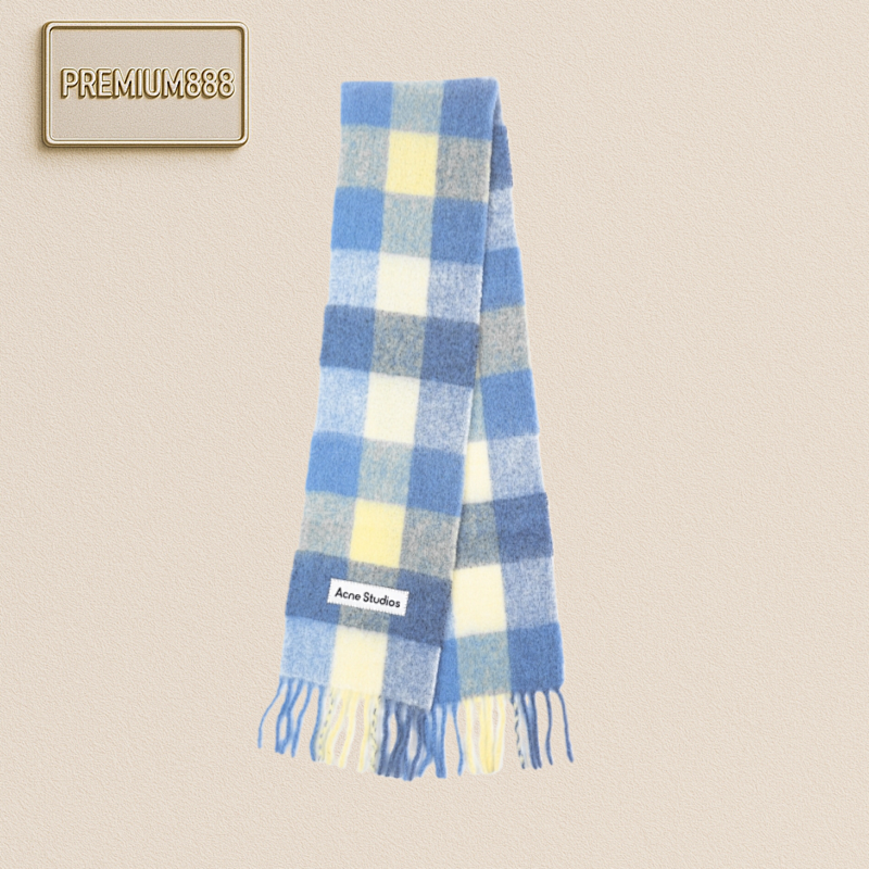 Acne Studio Checkered Logo Sheepskin Fleece Scarf