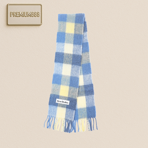 Acne Studio Checkered Logo Sheepskin Fleece Scarf