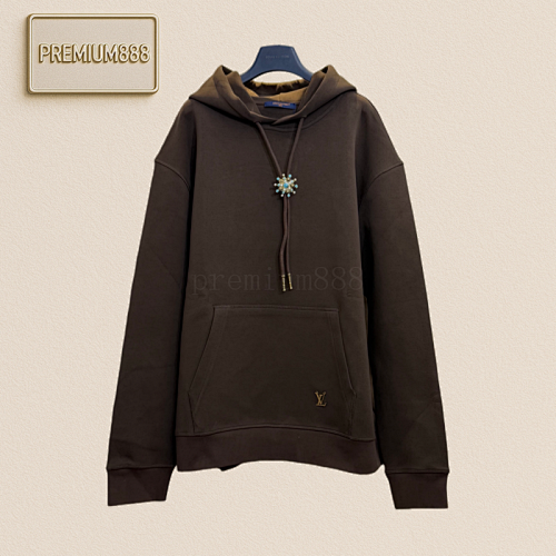 1v Louis Turquoise Sunflower-shaped Snap-on Hooded Sweatshirt
