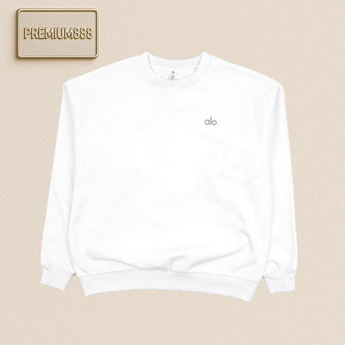 Alo A White Round-neck Long-sleeved Sweatshirt