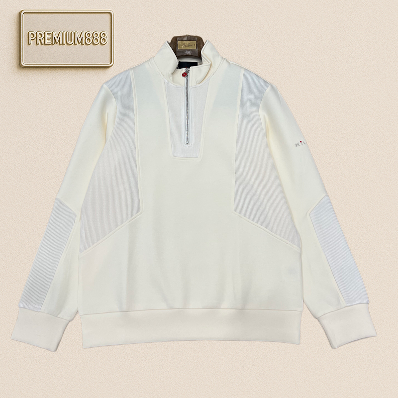 Kiton Quinton Half-Zip Standing Collar Patchwork Sweatshirt