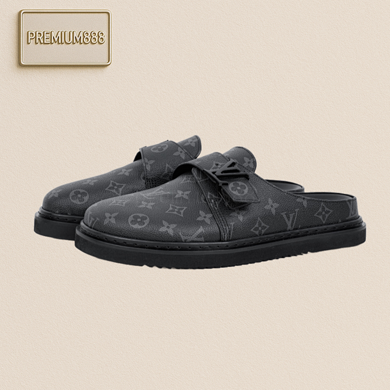 Louis Vuitton Easy LV Leather Paneled Boken Half-toe Slipper Sandals