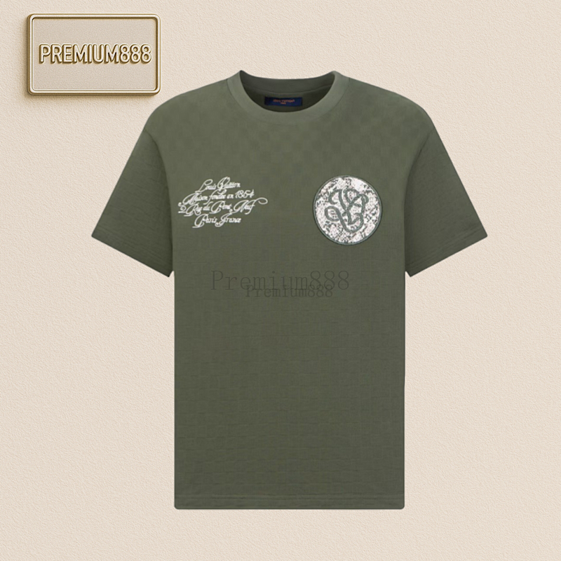 L V Green Beaded Round Neck Short Sleeves