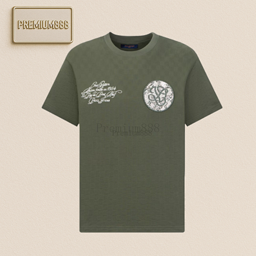 L V Green Beaded Round Neck Short Sleeves