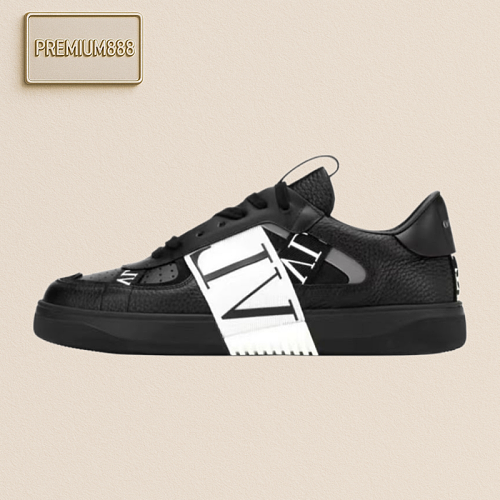 Valentino Va Lentino VL7N First-layer Cowhide Casual Shoes Black And White